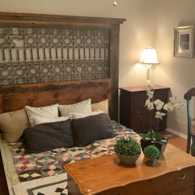 Unique Headboard made from window grill, very Santa Fe