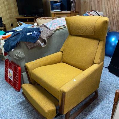 Early 1970's Golden Harvest Fabric Reclining Chair