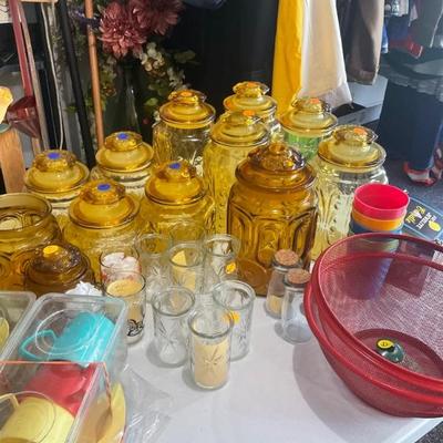 Amber depression glass