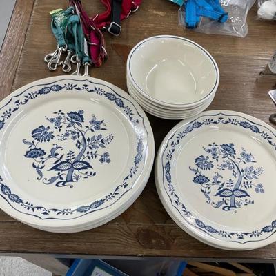 Corelle Blue Danube onion salad and dinner plates