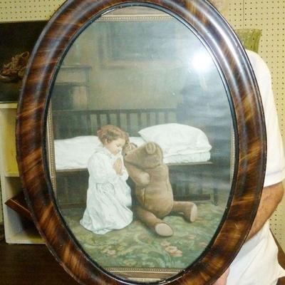 Vintage framed child & teddy