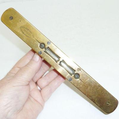 antique brass wood level, tool