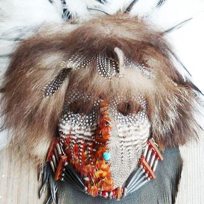 NA Indian tribal feather mask