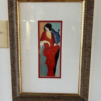 MPS011- Lady In Red Lithograph By Itzchak Tarkay