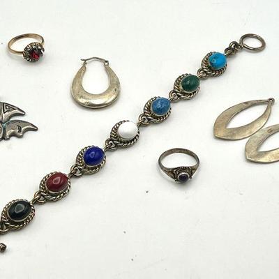 Sterling Silver 925 Jewelry including bracelet, earrings, ring, and pendant