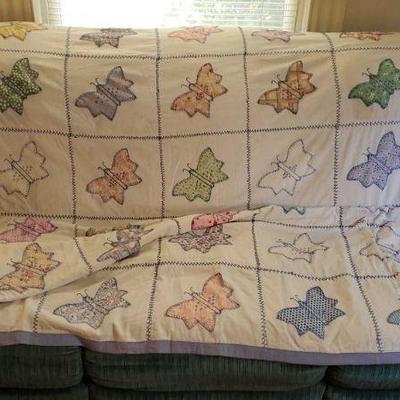 Handmade Vintage Butterfly Quilt - Ships Nationwide