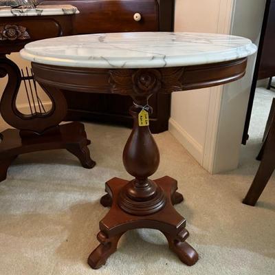 Victorian Marbletop Oval side table $200