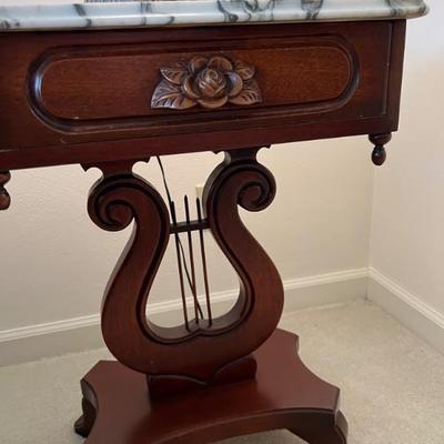 Victorian Square Marbletop end table 