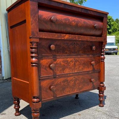 Antique Empire Style Flame Mahogany Chest of Drawers