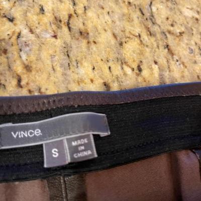 vince leather leggings brown