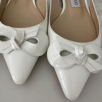 White patent leather Jimmy Choo flats