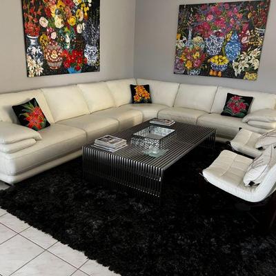 white leather sectional