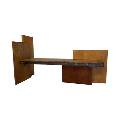Mid Century Modern Wood and Steel Bench