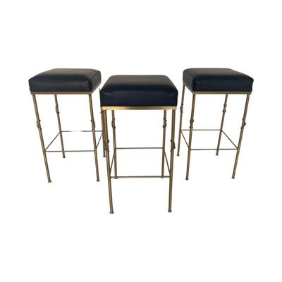  Arteriors Brass and Leather bar stools