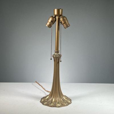 HANDEL-STYLE PAINTED BRONZE LAMP | Bronze table lamp with gold paint. No shade. - h. 20 x dia. 7 in 
