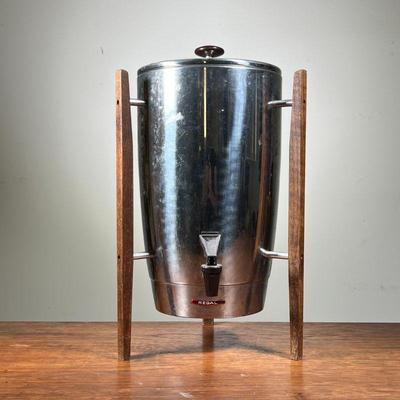 REGAL 12-40 CUP COFFEE PERCOLATOR | Chrome 12-40 cup percolator/coffee urn with 3 protruding wooden legs. Includes all parts & power...