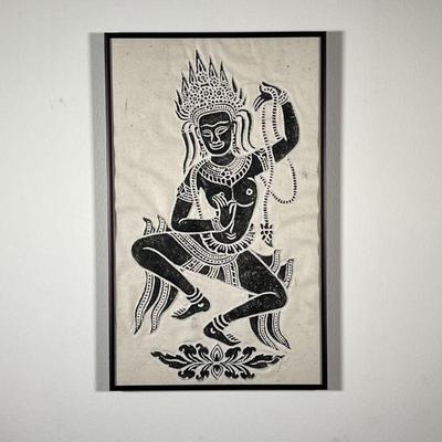 EMBOSSED THAI PRINT | Thai Buddhist temple dancer print. - w. 11 x h. 18 in 