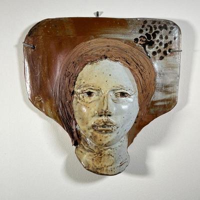 MARC CELOTTI FEMALE CERAMIC BUST | Glazed ceramic bust by Marc Celottii (American, Pennsylvania, 20th century) featuring a woman's face...