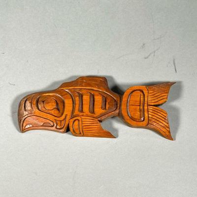 PACIFIC NORTHWEST SALMON CARVING | â€œSalmonâ€ wood carving by Native artist James Wade French, Dakelh Carrier Nation, First Nations,...