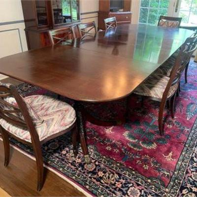 Lot 036   0 Bid(s)
Mahogany Double Pedestal Dining Table and 8 Chairs
