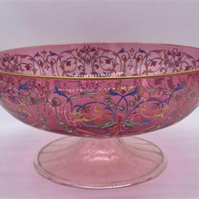 Lot 031   12 Bid(s)
Venetian Hand Painted Pink Glass Footed Bowl