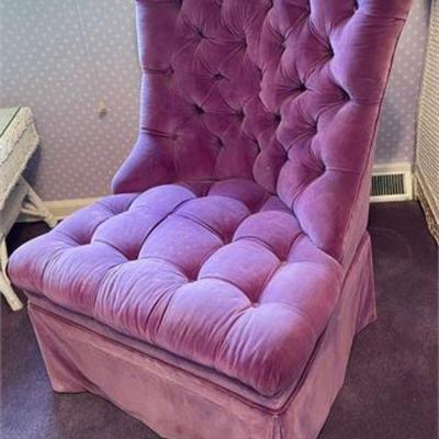 Lot 195   2 Bid(s)
Purple Velvet Slipper Chair