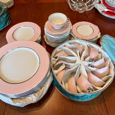 Stunning Castleton China Made in USA with Blush Pink Rim