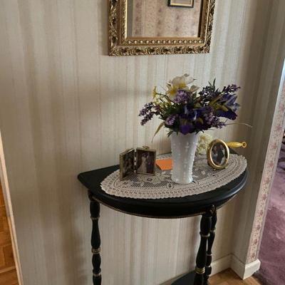 Black End Table with Carved Bottom