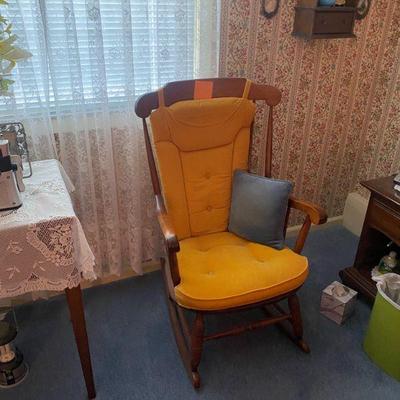 Orange Cushion Rocking Chair