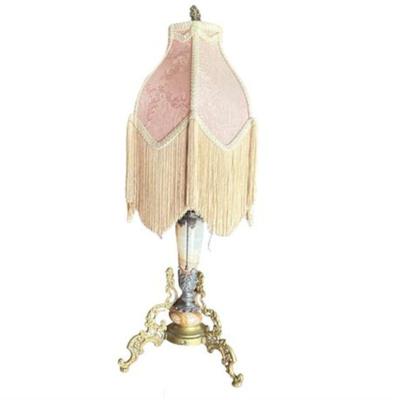 Lot 236   18 Bid(s)
Vintage Marble and Brass Lamp with Pink Hollywood Regency Pink Fringe Shade