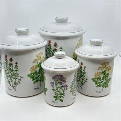 Lot 265   1 Bid(s)
Set of Four Certified International Herb Garden Ceramic Canisters