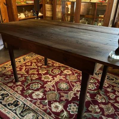 Antique Pine Table with Hand Hewn legs