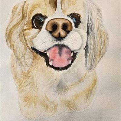 Lot 153   3 Bid(s)
Watercolor Dog Painting