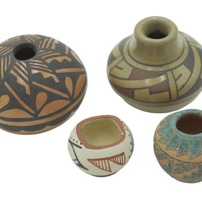 4 MINIATURE NATIVE AMERICAN JEMEZ PUEBLO POTS