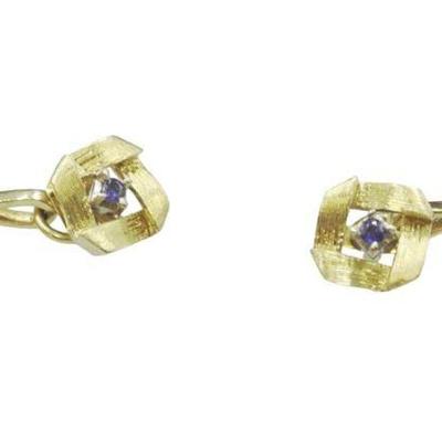 18K GOLD SAPPHIRE CUFFLINKS