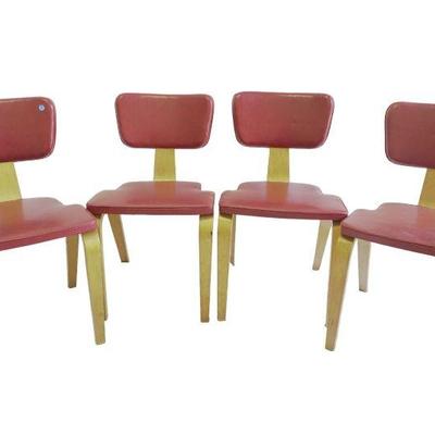 4 THONET VINTAGE MCM BENTWOOD & VINYL CHAIRS
