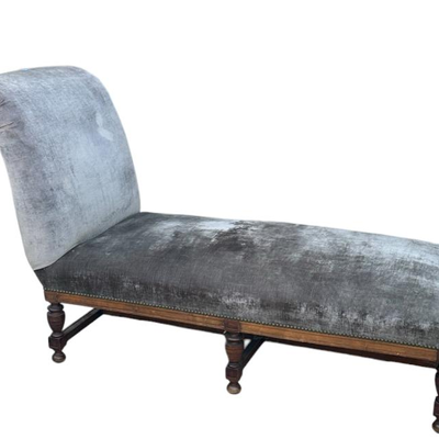 ANTIQUE CHAISE IN SAGE VELVET