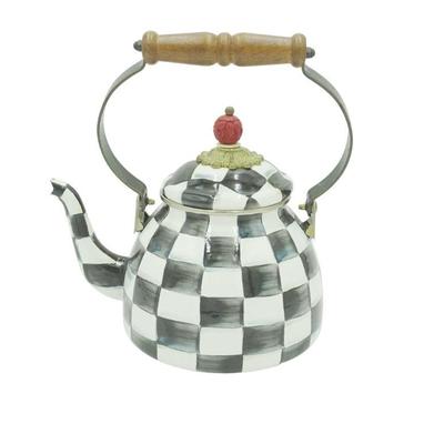 MACKENZIE CHILDS COURTLY CHECK ENAMEL TEAPOT