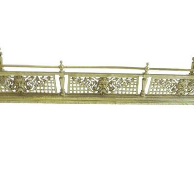 19th C BRASS FIREPLACE FENDER SATYR MASKS