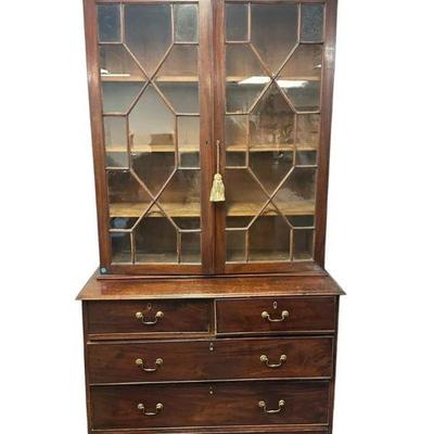 CHARLESTON ANTIQUE TALL BUREAU BOOKCASE