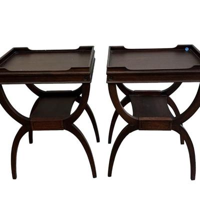 PAIR FEDERAL STYLE SIDE TABLES ON CURULE BASE