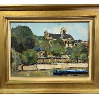 ROLAND HAMON (1909-1987) LA SEINE ET L'EGLISE SAINT GERVAIS