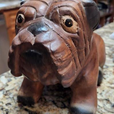 Carved wooden dog