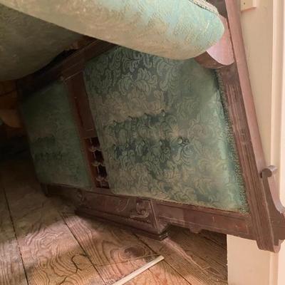 Upsidedpown Victorian couch stuck in attic door