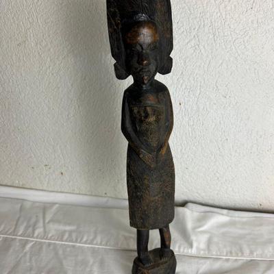 Vintage African Carved Hardwood Woman Statuette