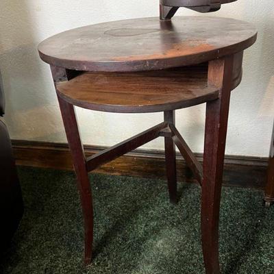 Antique Side Table With Swivel Ashtray Platform