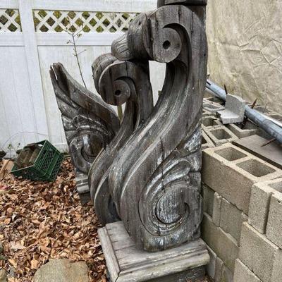 Three Massive Antique Corbels From A Church In Derby, CT 