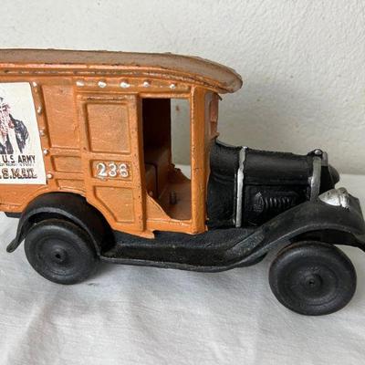 Vintage Cast Iron USPS Toy Army Mail Truck