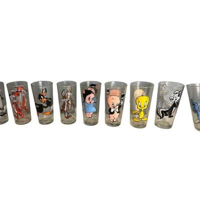 Set Of Nine 1970s Pepsi Collector's Series Glasses - Looney Tunes