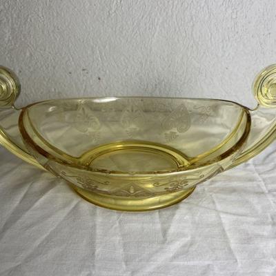 Vintage Fostoria Yellow "Versailles" Trophy Form Bowl, 14"